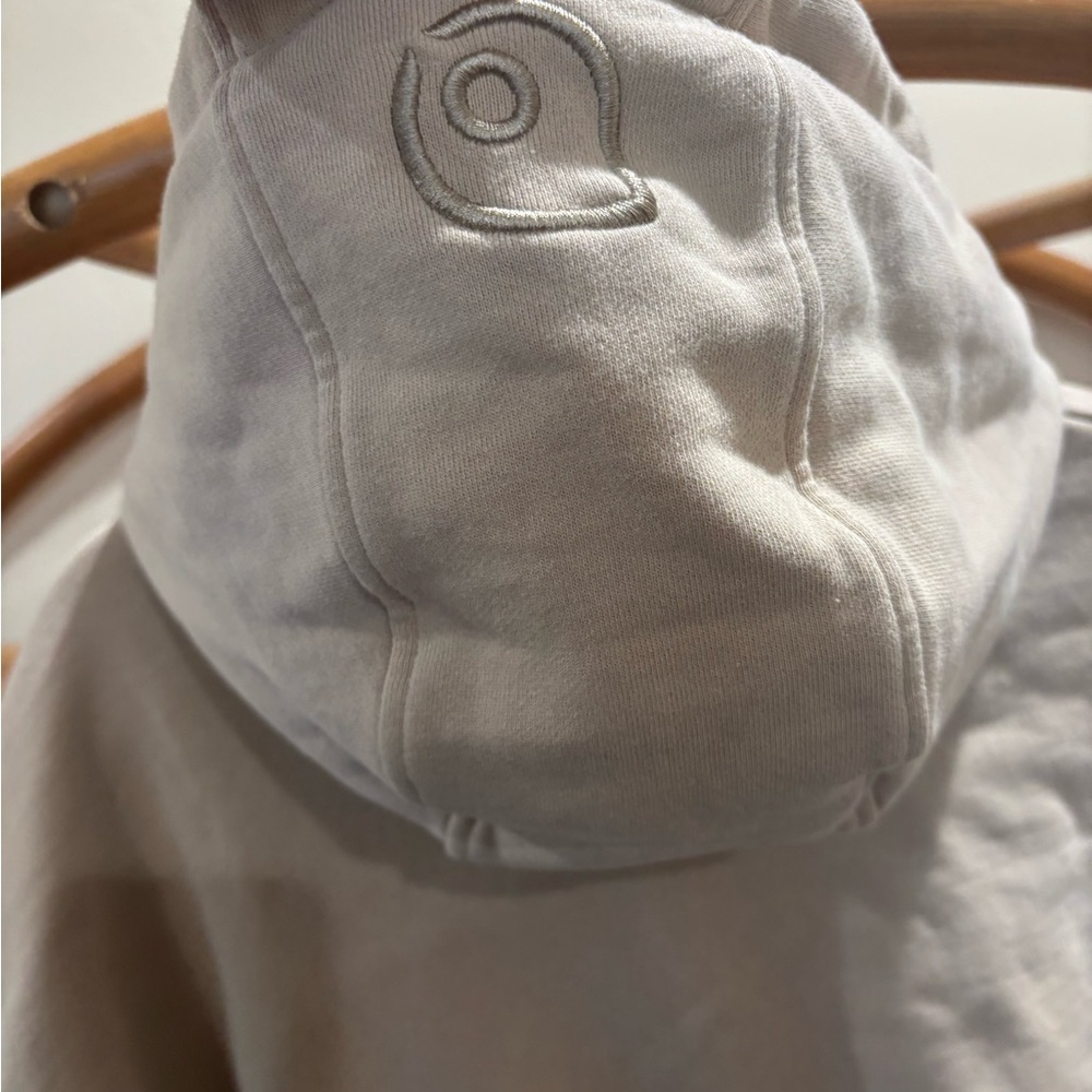 Women's Beige Hooded Sweatshirt - Casual Pullover Hoodie - Picture 7 of 8